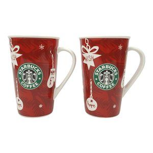 Starbucks Coffee Holiday 2009 Tall Mugs 16oz Cups Wish Hope Love Peace Bright